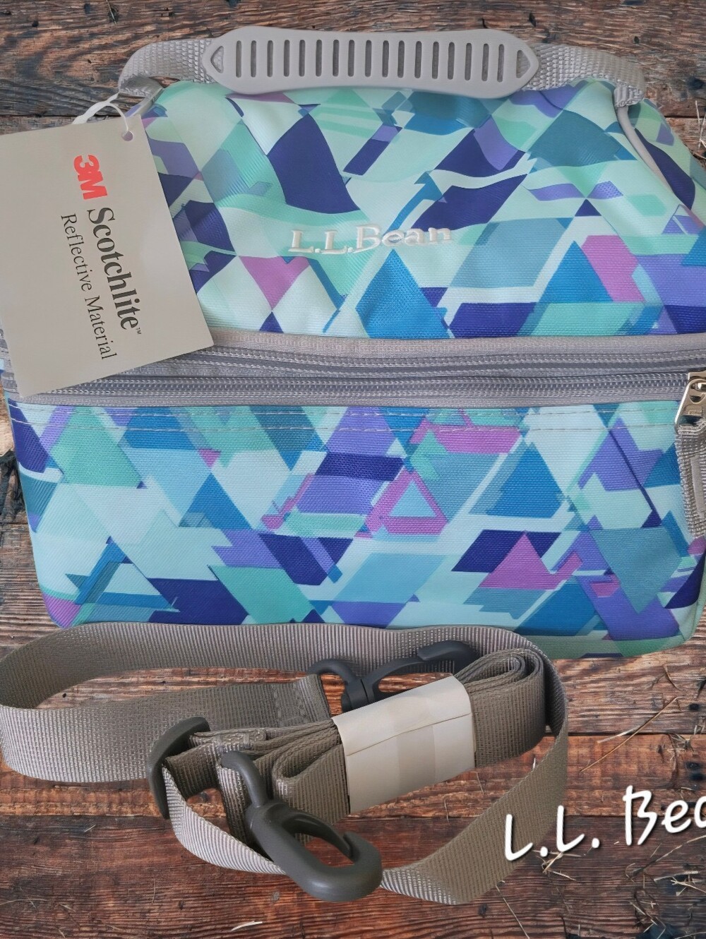 L.L. Bean Geometric Teal, Blue & Purple Crossbody Bag NWT